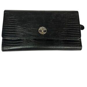 Timberland Wallet Womens One Size Flap Clutch Zip Black Pebble Leather